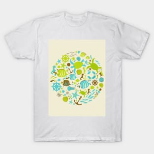 Save The Ocean Keep The Sea Plastic Free Turtle Scene T-Shirt